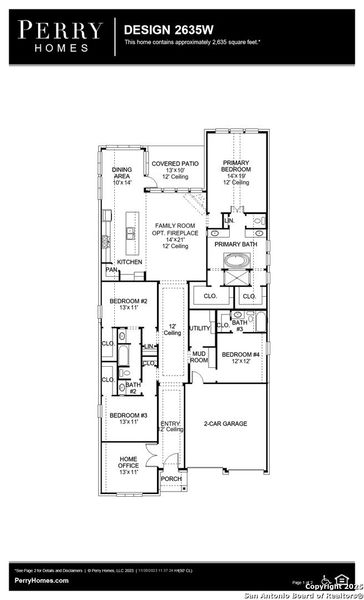 2D floor plan layout of this home in Stevens Ranch 55', San Antonio, TX (Image 3).