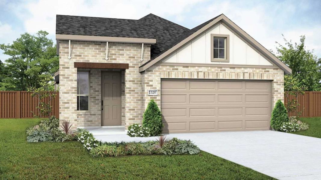 Representative exterior photo of a completed home built from the Horizon by DRB Homes in Westridge Journey, McKinney, TX (Image 6).