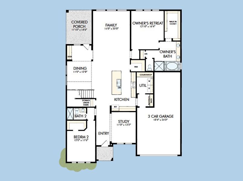 2D floor plan layout for the The Mccamey by David Weekley Homes in Walden Creek – Summit Collection, Montgomery, TX (Image 3).