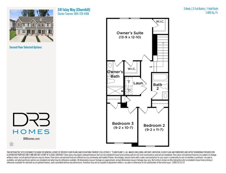 2D floor plan layout of this home in Clarke Townes, Anderson, SC (Image 6).