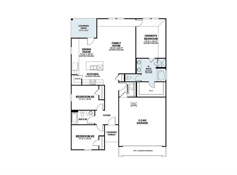 2D floor plan layout of this home in Cascades at Onion Creek, Austin, TX (Image 4).