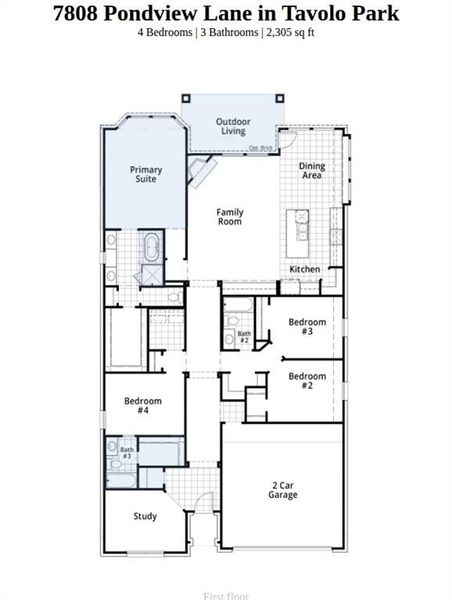 2D floor plan layout of this home in Tavolo Park, Fort Worth, TX (Image 3).