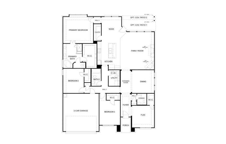 2D floor plan layout of this home in Oak Hills, Burleson, TX (Image 3).