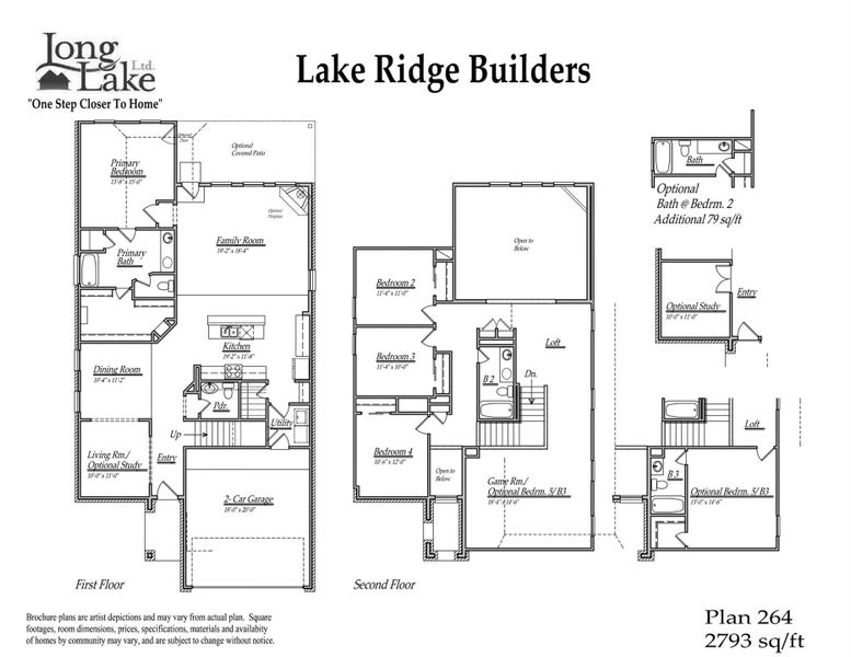 Plan 264 features 4 bedrooms, 3.5 full baths, 1 half bath and over 2,700 square feet of living space.