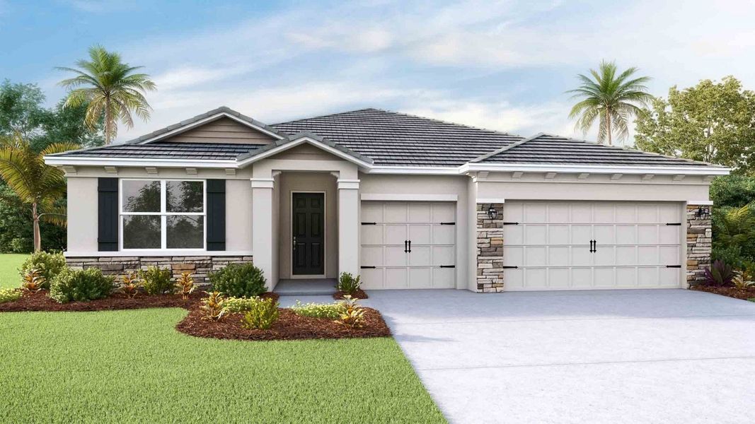 Representative exterior photo of a completed home built from the Plan by D.R. Horton in Hammock at Two Rivers, Zephyrhills, FL (Image 19).