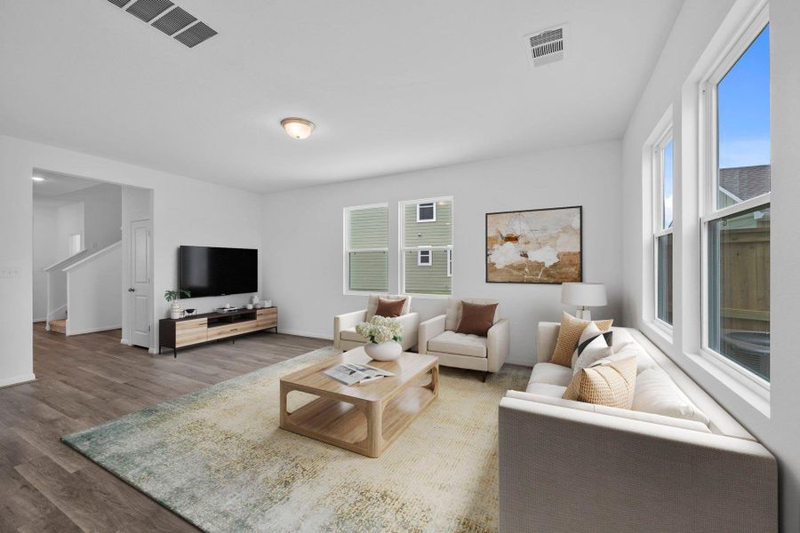 Open Concept Family Room - Virtually Staged
