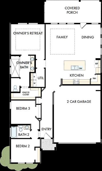 2D floor plan layout of this home in Maple Grove at Towne Lake, Woodstock, GA (Image 2).