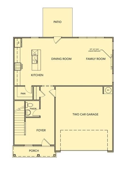 2D floor plan layout for the Spruce by Kerley Family Homes in Meadow Pines, Dallas, GA (Image 3).
