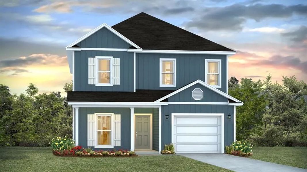 Front exterior of a new home in Nellie Preserve, Santa Rosa Beach, FL, highlighting curb appeal (Image 1). Front exterior of a new home in Nellie Preserve, Santa Rosa Beach, FL, highlighting curb appeal (Image 1).