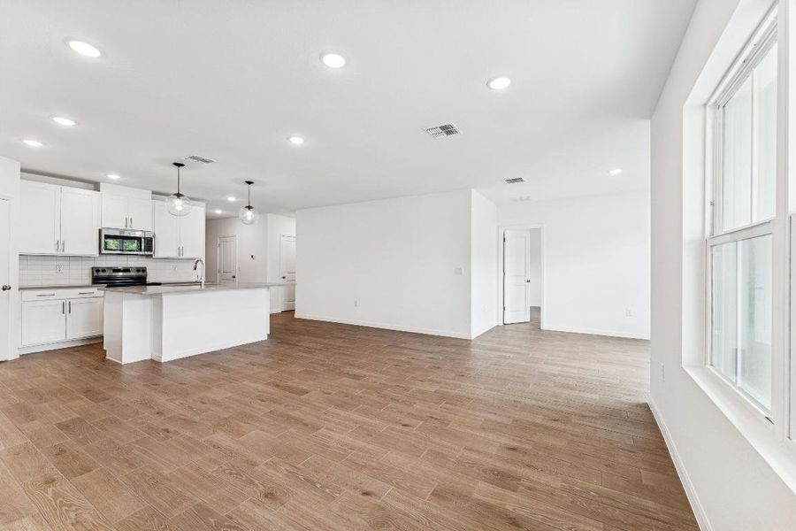 Kitchen, Dining Area & Great Room