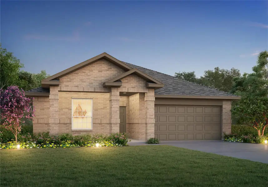 Front exterior of a new home in Bluestem, Brookshire, TX, highlighting curb appeal (Image 1).