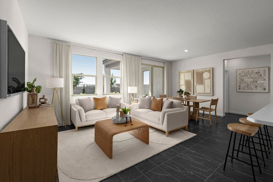 Representative furnished interior of a home built from the 1439 Modeled by KB Home in The Traditions at Teravalis, Buckeye (Image 4).