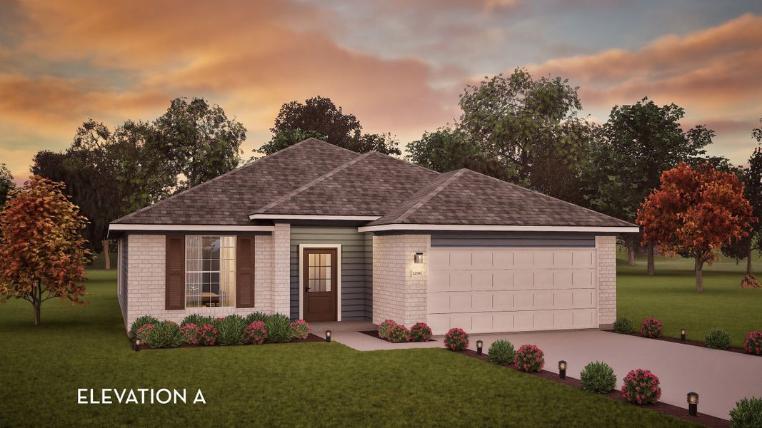 Representative exterior photo of a completed home built from the Aspen by CastleRock Communities in Megan's Landing, Castroville, TX (Image 1). Representative exterior photo of a completed home built from the Aspen by CastleRock Communities in Megan's Landing, Castroville, TX (Image 1).