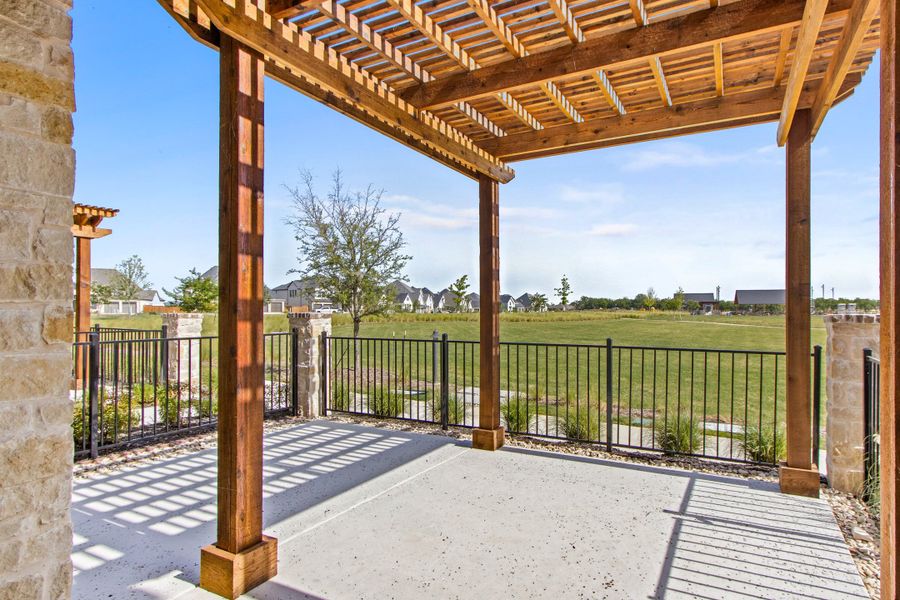 Exterior details and patio area of a home in The Tribute, The Colony (Image 27). Exterior details and patio area of a home in The Tribute, The Colony (Image 27).
