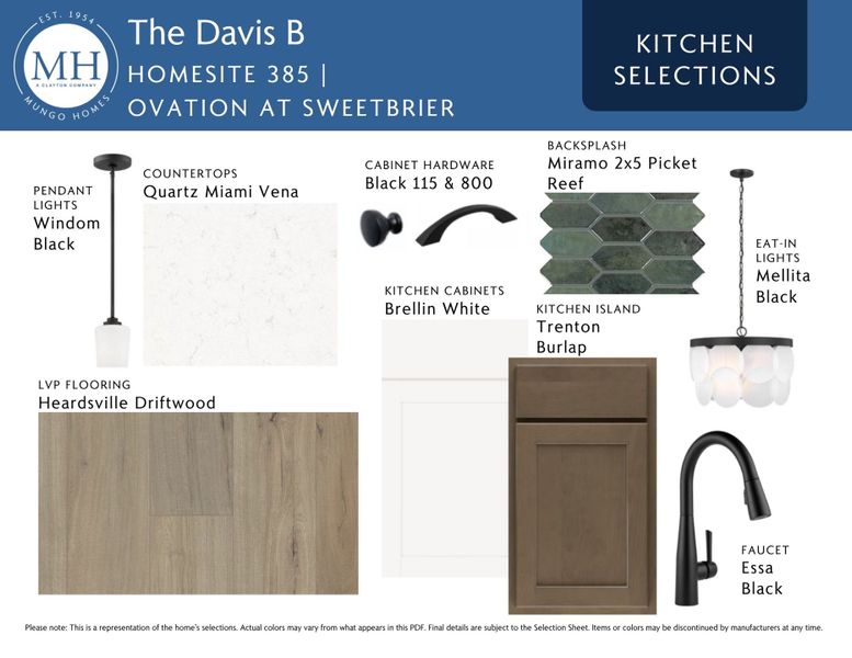 Sample of building materials used in homes in Ovation at Sweetbrier, Durham (Image 11).