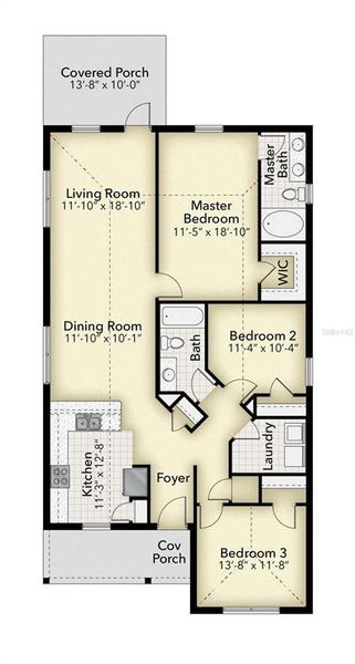 2D floor plan layout of this home in Rolling Hills, Bell, FL (Image 3).