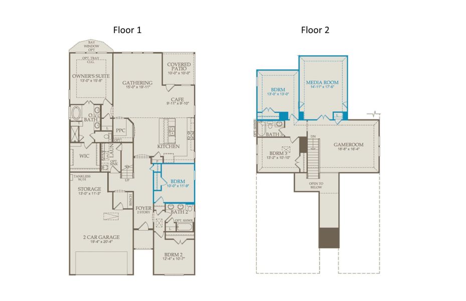 2D floor plan layout of this home in Pinnacle at Legacy Hills, Celina, TX (Image 4).
