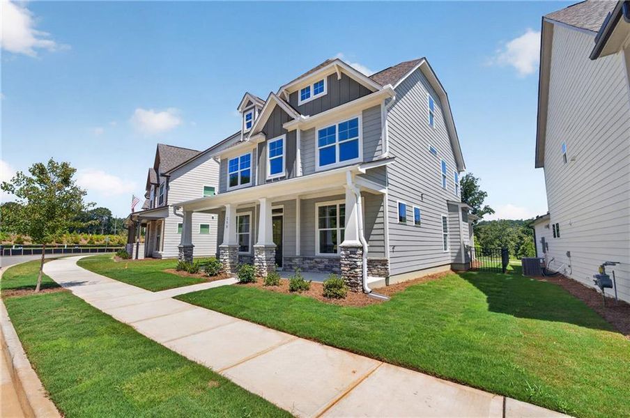 Front exterior of a new home in Marble Tree, Ball Ground, GA, highlighting curb appeal (Image 22).