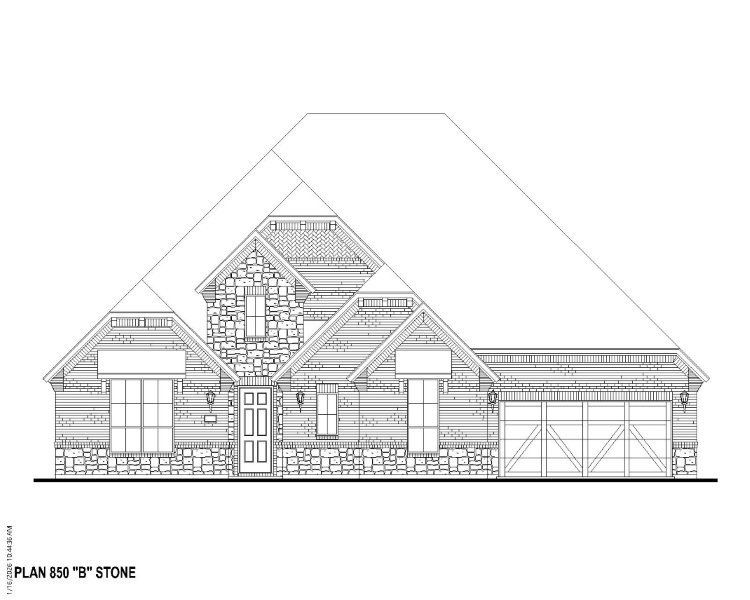 Plan 850 Elevation B w/ Stone