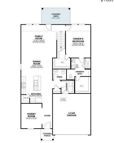 2D floor plan layout of this home in Cascades at Onion Creek, Austin, TX (Image 4). 2D floor plan layout of this home in Cascades at Onion Creek, Austin, TX (Image 4).