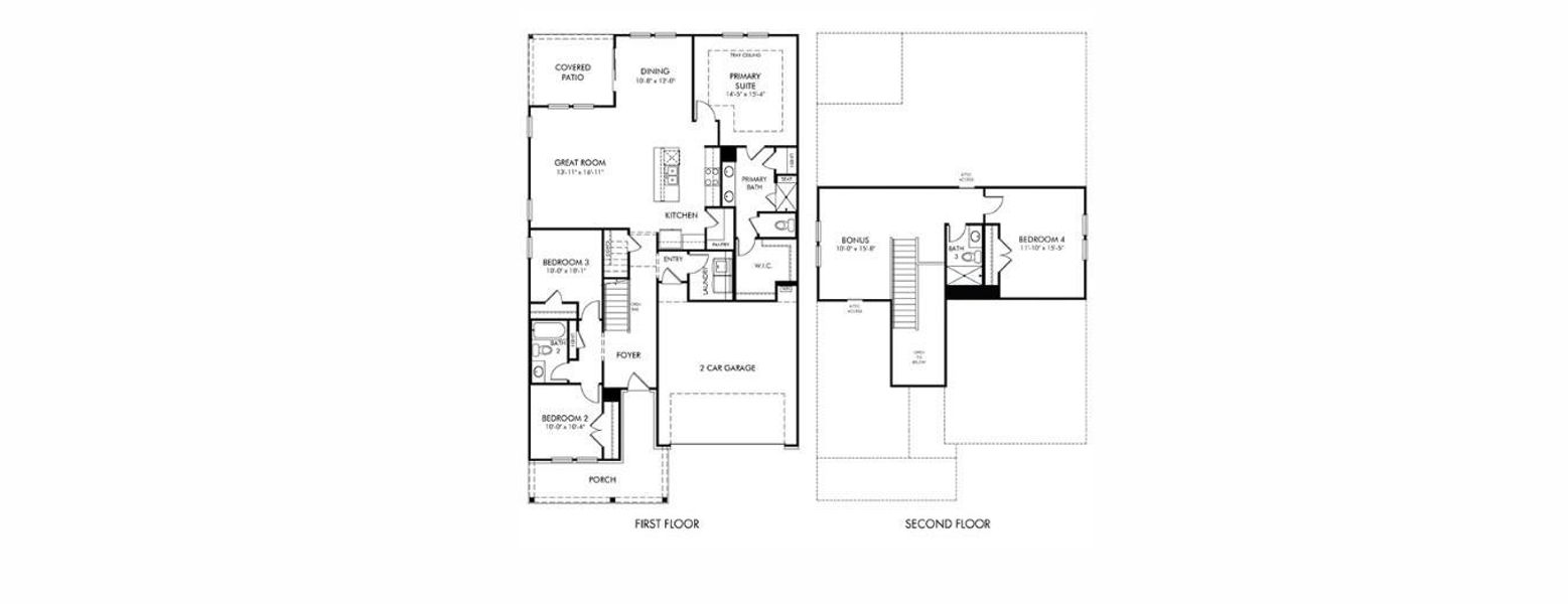 2D floor plan layout of this home in Brighton Springs, York, SC (Image 2). 2D floor plan layout of this home in Brighton Springs, York, SC (Image 2).