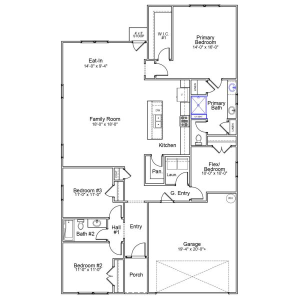 2D floor plan layout of this home in Stapleton, Clemmons, NC (Image 3).