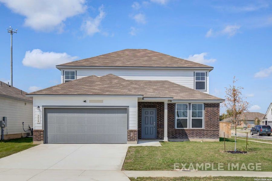 Front exterior of a new home in Hannah Heights, Seguin, TX, highlighting curb appeal (Image 24).