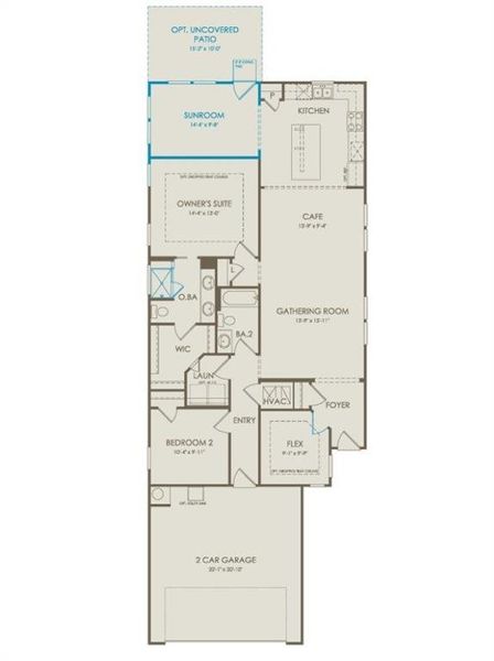 2D floor plan layout of this home in Del Webb at Lake Oconee, Greensboro, GA (Image 3).