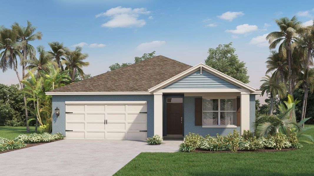 Front exterior of a new home in Timberwalk, Mount Dora, FL, highlighting curb appeal (Image 1). Front exterior of a new home in Timberwalk, Mount Dora, FL, highlighting curb appeal (Image 1).