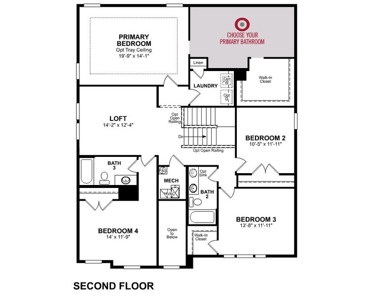 2D floor plan layout for the Aspen by Beazer Homes in The Groves of Berkeley, Moncks Corner, SC (Image 5).