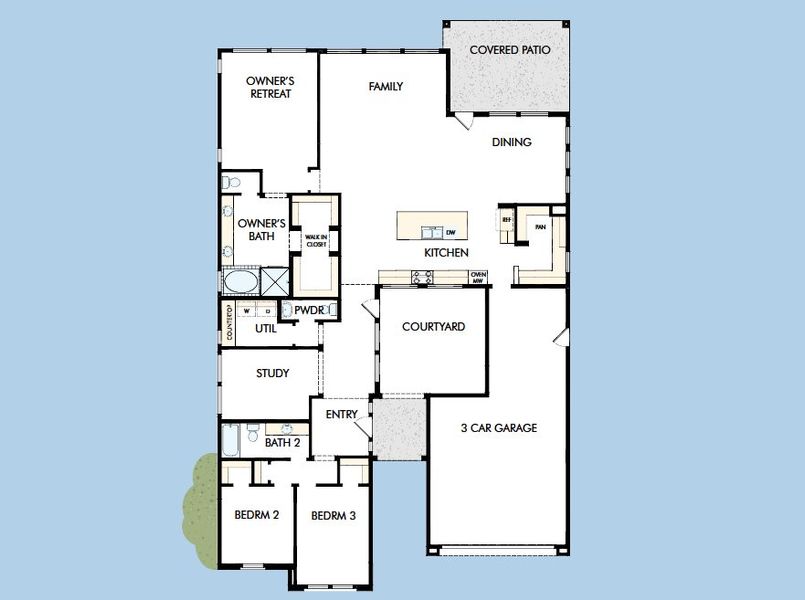 2D floor plan layout for the The Alluvial by David Weekley Homes in Overlook at Verrado Regent Hills, Buckeye, AZ (Image 3).