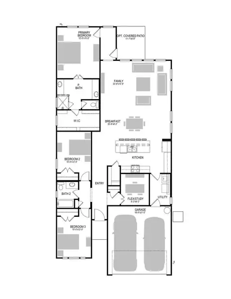 2D floor plan layout of this home in Prairie Winds, Hutto, TX (Image 4).