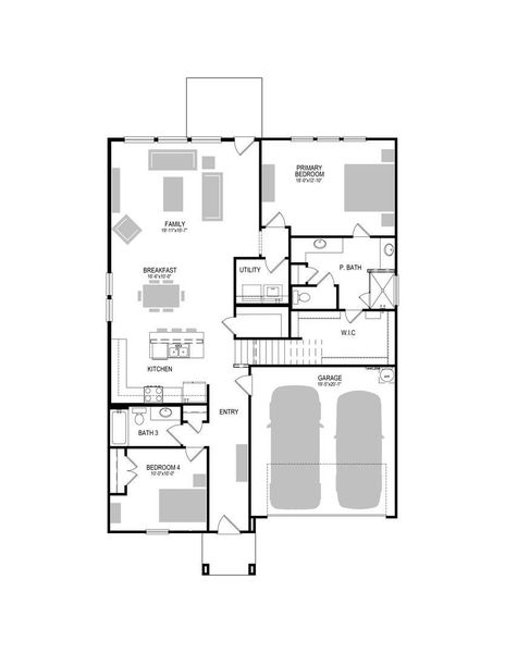 2D floor plan layout of this home in Prairie Winds, Hutto, TX (Image 5).