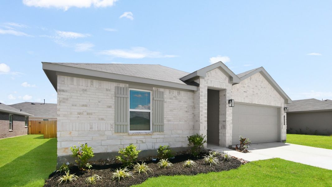 Front exterior of a new home in Porters Mill, New Caney, TX, highlighting curb appeal (Image 2). Front exterior of a new home in Porters Mill, New Caney, TX, highlighting curb appeal (Image 2).
