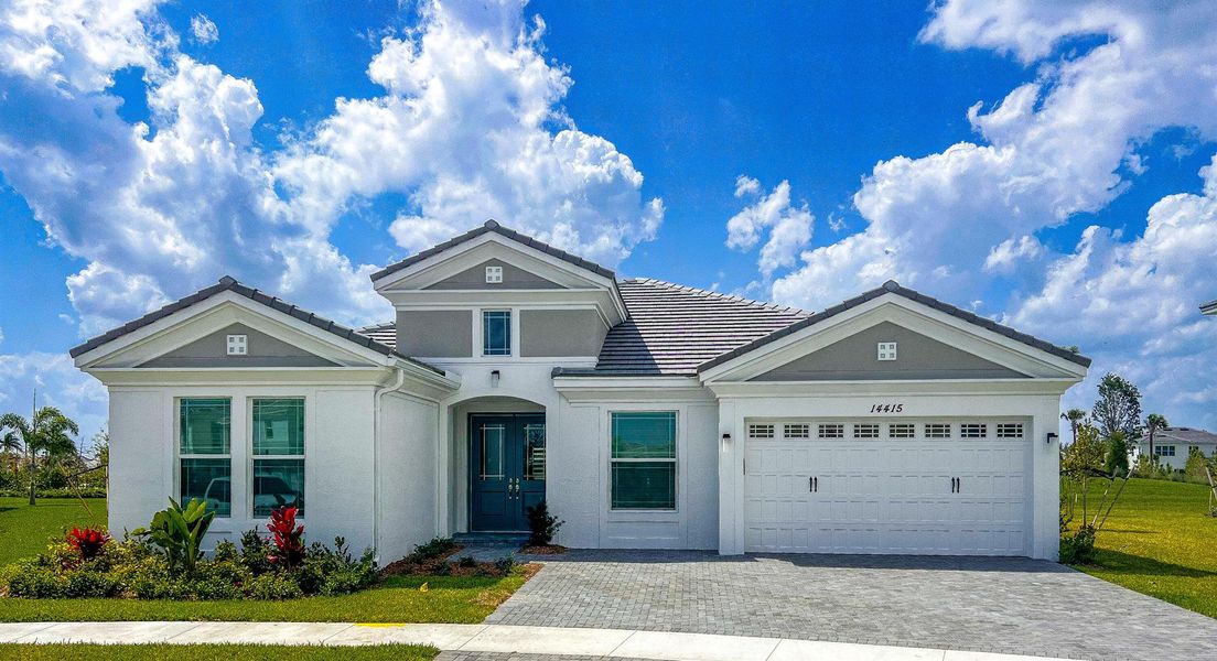 Front exterior of a new home in , Westlake, FL, highlighting curb appeal (Image 1). Front exterior of a new home in , Westlake, FL, highlighting curb appeal (Image 1).