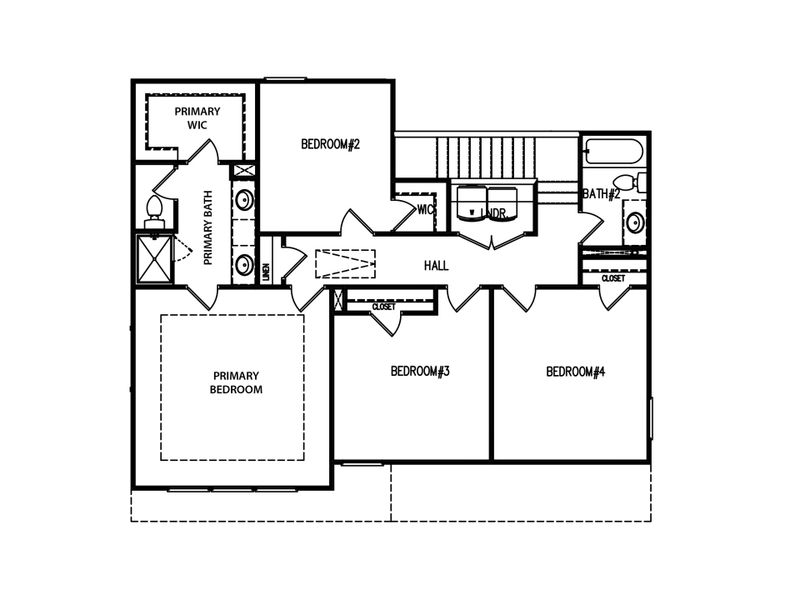 2D floor plan layout for the The Melrose II by My Home Communities in Robins Estates, Warner Robins, GA (Image 4).