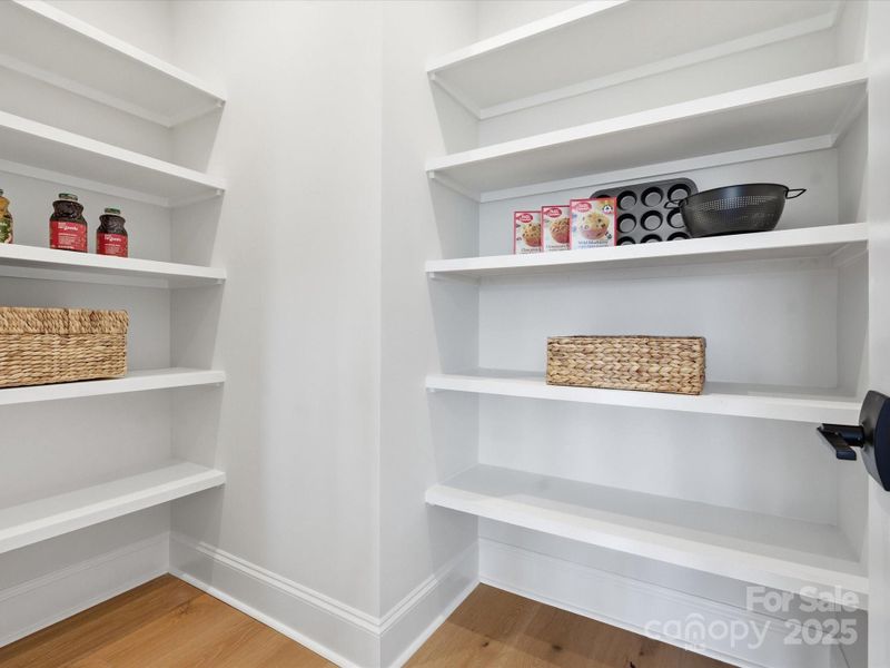 Durable Shelving in Walk-In Pantry. *Model Photos | Actual Finishes, Structural Selections, and Orientation May Vary. Durable Shelving in Walk-In Pantry. *Model Photos | Actual Finishes, Structural Selections, and Orientation May Vary.