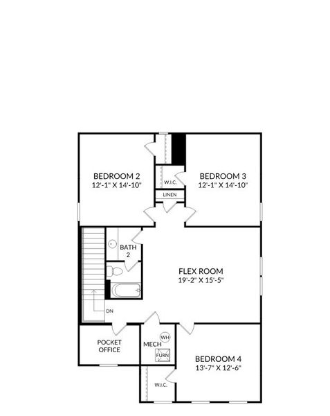 2D floor plan layout for the The Yarmouth by Stanley Martin Homes in Oakfield Trails, Parrish, FL (Image 4).