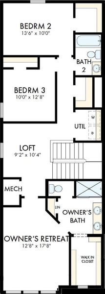 2D floor plan layout of this home in Preserve at The Cays – The Harbor Series, Daytona Beach, FL (Image 3).