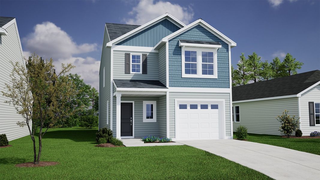 Representative exterior photo of a completed home built from the Dawson - Genesis Value Collection by Mungo Homes in Bluefield, Lexington, SC (Image 13).
