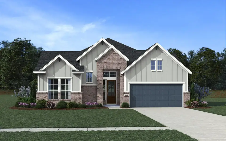 Representative exterior photo of a completed home built from the Corbin by Chesmar Homes in Briarley, Montgomery, TX (Image 6).