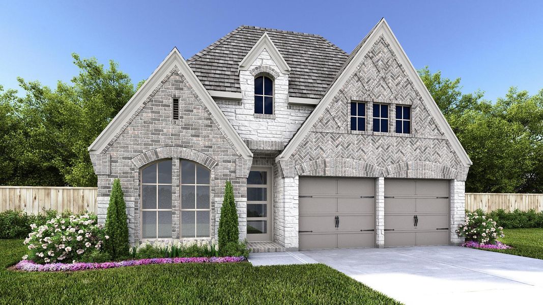 Front exterior of a new home in Artavia 45', Conroe, TX, highlighting curb appeal (Image 2).