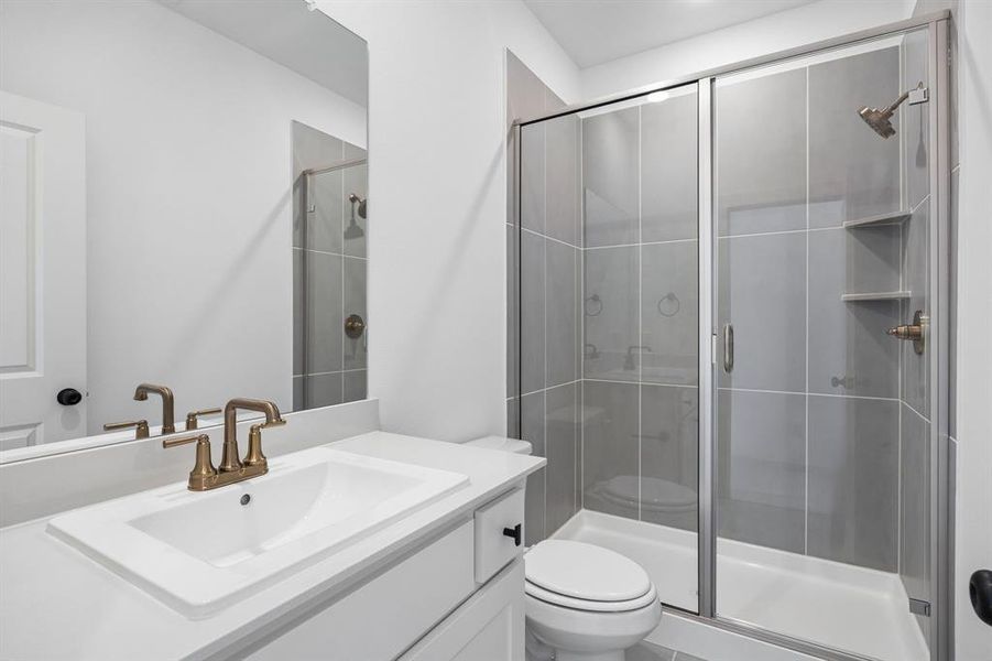 Friends and family will feel right at home in either of the beautifully finished guest baths.