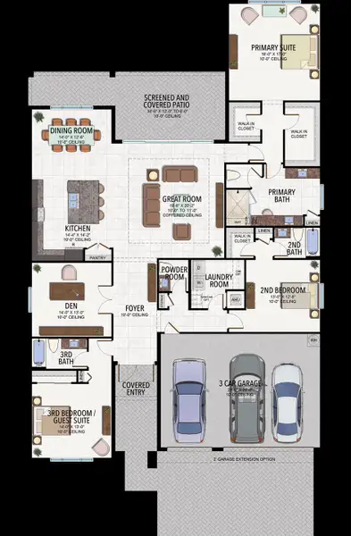 2D floor plan layout for the Nassau by GL Homes in Valencia Harbor (55+), Fort Myers, FL (Image 1). 2D floor plan layout for the Nassau by GL Homes in Valencia Harbor (55+), Fort Myers, FL (Image 1).