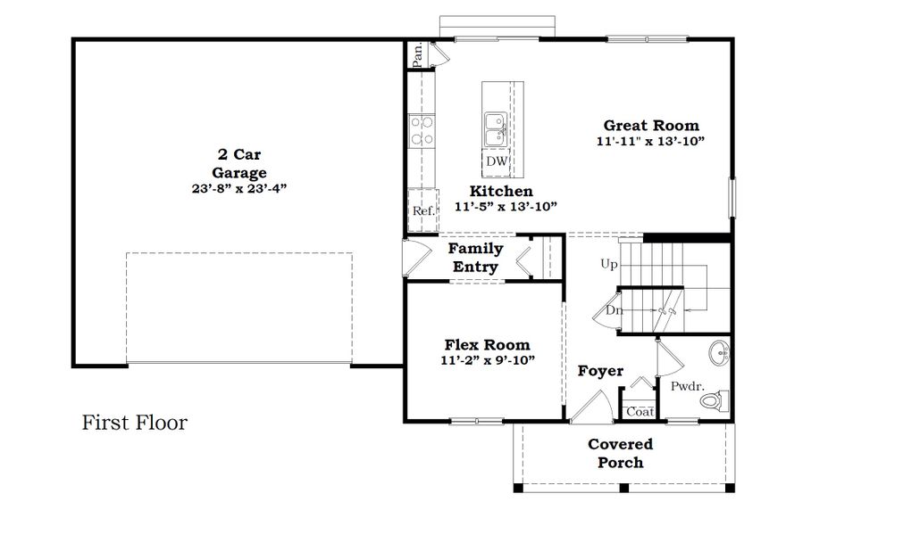 2D floor plan layout for the The Hartwell by Norfolk Homes in Individual Homes - Jackson County, Jackson, MI (Image 5).