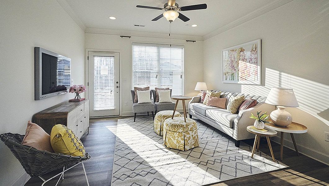 Furnished interior view inside a new home in The Meadows at Kinsley, Jamestown (Image 16). Furnished interior view inside a new home in The Meadows at Kinsley, Jamestown (Image 16).