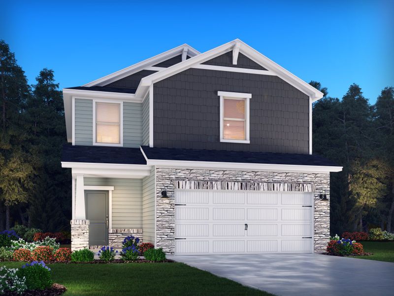 Representative exterior photo of a completed home built from the Finley by Meritage Homes in Walnut Reserve, Conover, NC (Image 22).