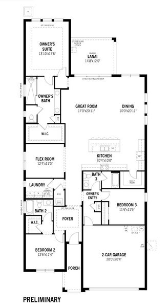 2D floor plan layout for the Terra Rosa by Mattamy Homes in Brightmore at Wellen Park, Venice, FL (Image 3).