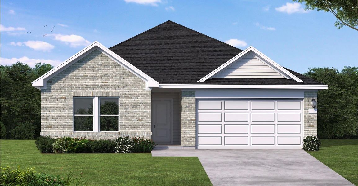 Front exterior of a new home in Sundance Cove, Crosby, TX, highlighting curb appeal (Image 1). Front exterior of a new home in Sundance Cove, Crosby, TX, highlighting curb appeal (Image 1).