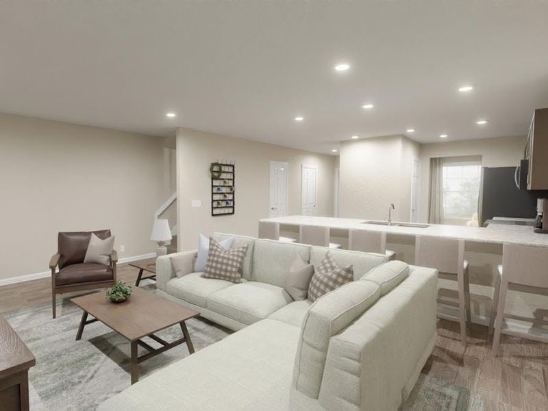 Enjoy an open and spacious living area, ideal for gathering with family and friends. (Artist`s rendering of the Isla)